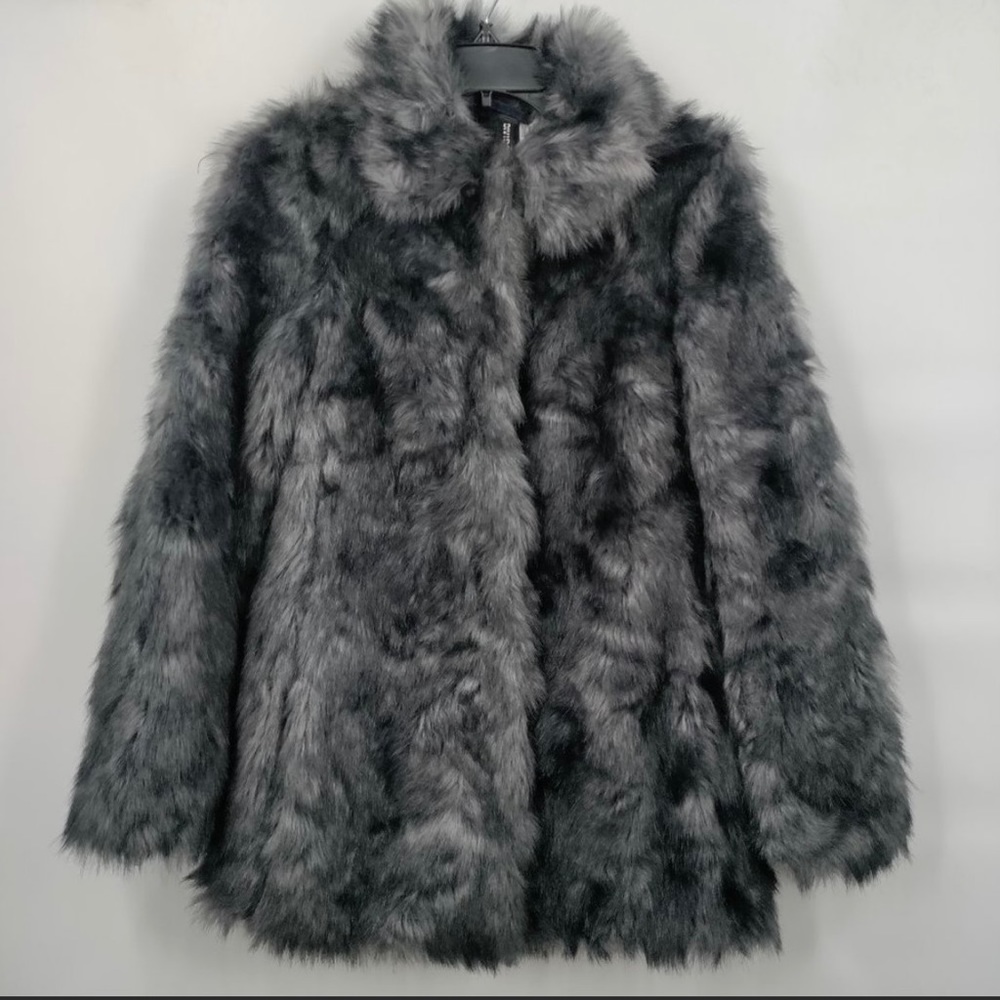 H&M Grey Faux Fur Coat